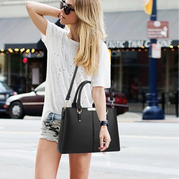 Purse and Handbags for Women, 3 Zip Compartments Tote Bag Designer Shoulder Purs - Picture 2 of 7